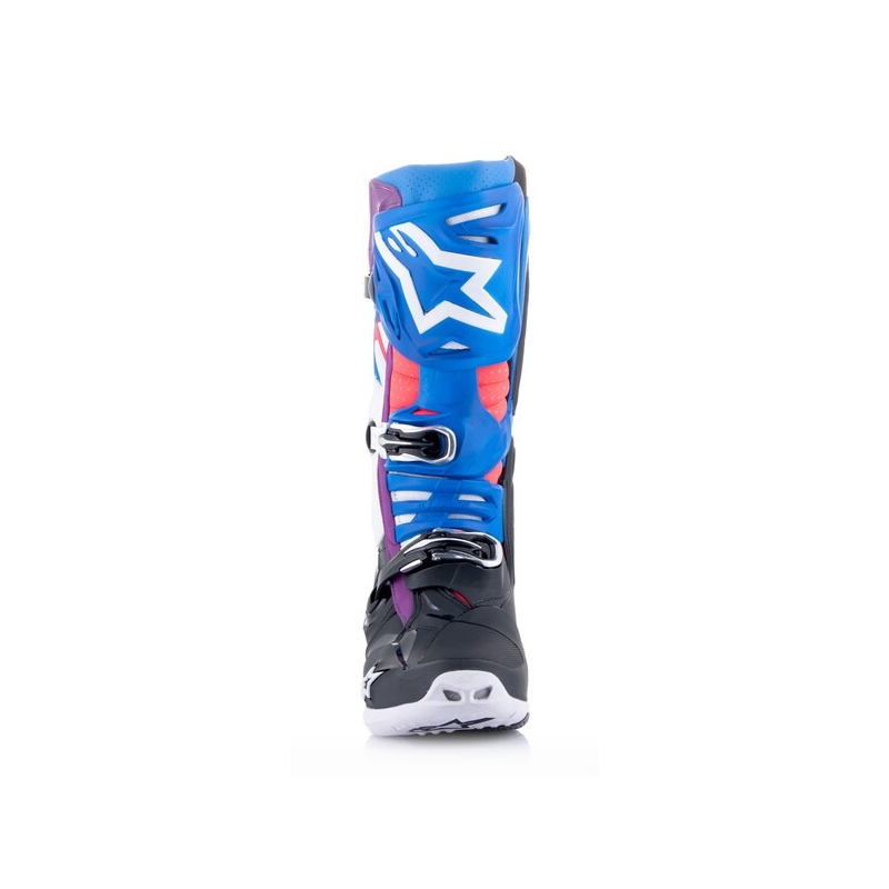 Ghete moto Alpinestars Tech 10 Supervented perforate Albastru-Violet-Roz-Alb-Gri-Negru
