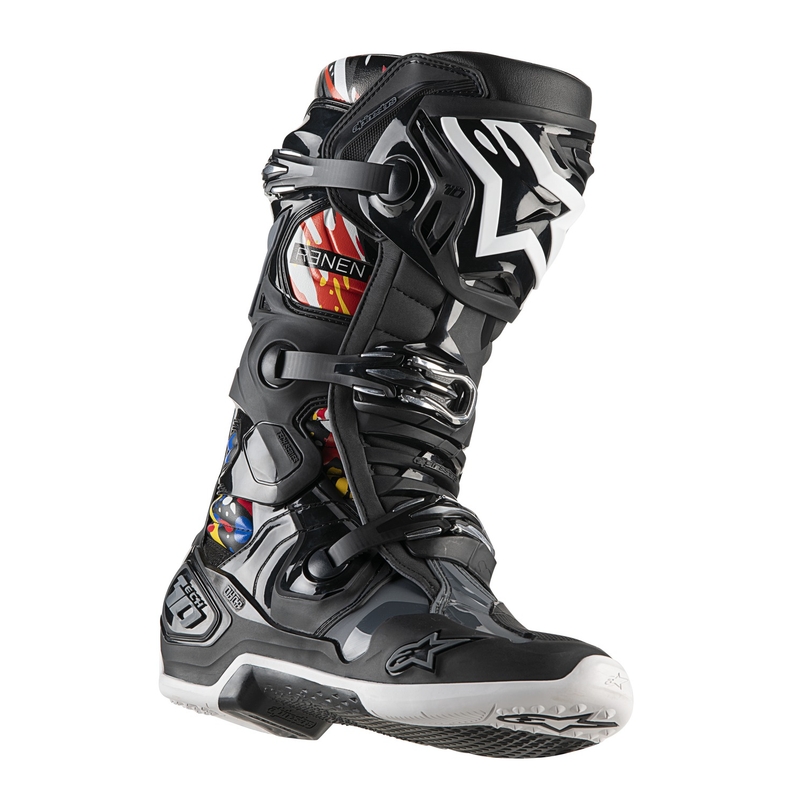 Cizme moto Alpinestars Tech 10 Limited Edition Renen negru-gri-alb-multicolor