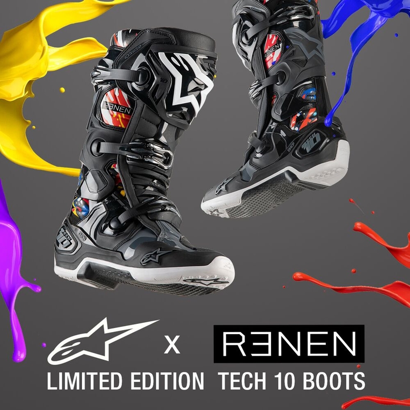 Cizme moto Alpinestars Tech 10 Limited Edition Renen negru-gri-alb-multicolor