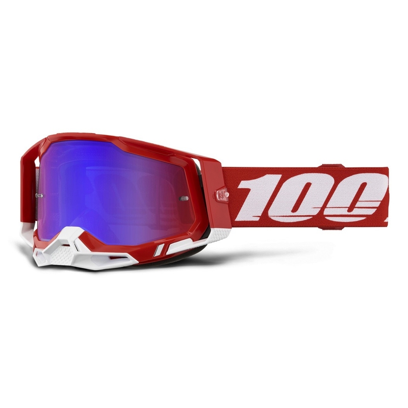 Ochelari de protecție de motocross 100% RACECRAFT 2 Plexiglass roșu-albastru