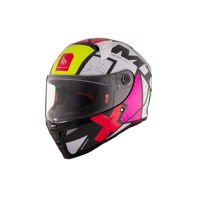 Casca moto integrala MT REVENGE 2 S Light CO alb-roz-galben lucios