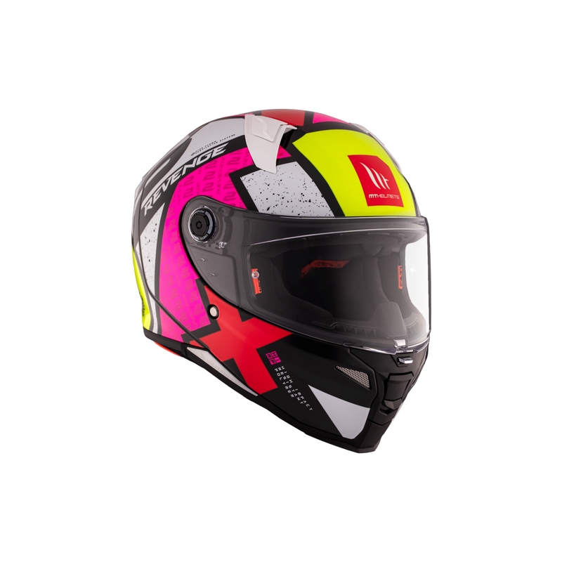 Casca moto integrala MT REVENGE 2 S Light CO alb-roz-galben lucios