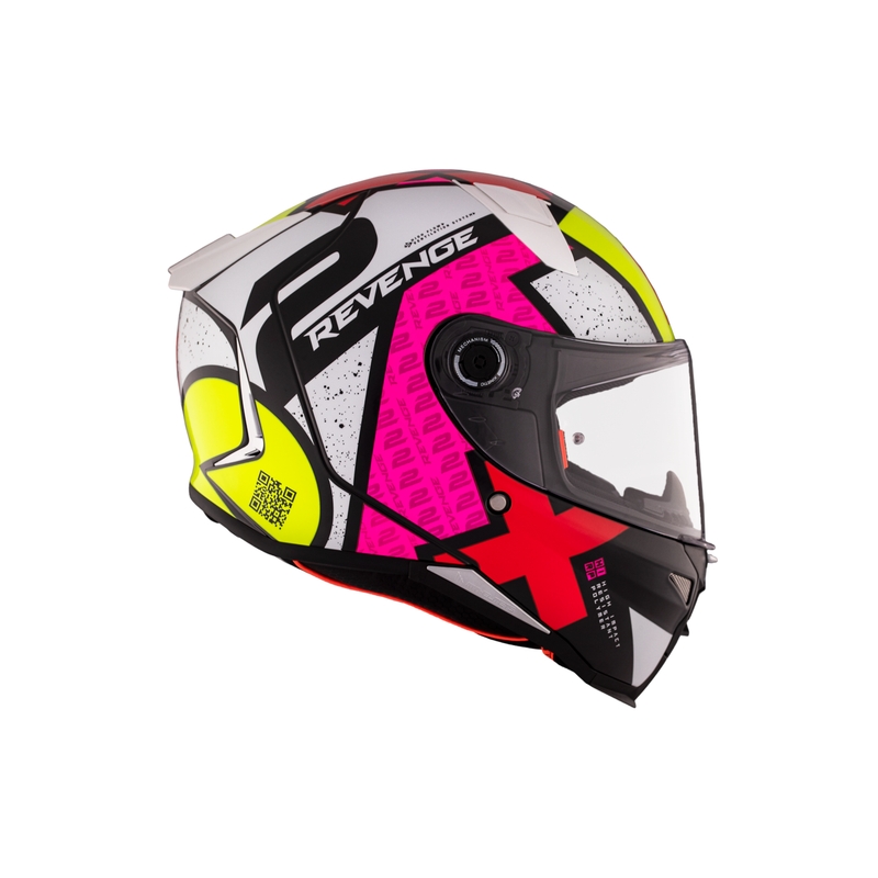 Casca moto integrala MT REVENGE 2 S Light CO alb-roz-galben lucios