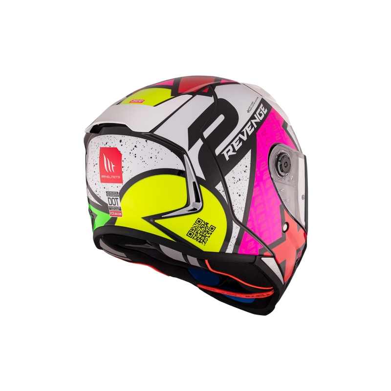 Casca moto integrala MT REVENGE 2 S Light CO alb-roz-galben lucios