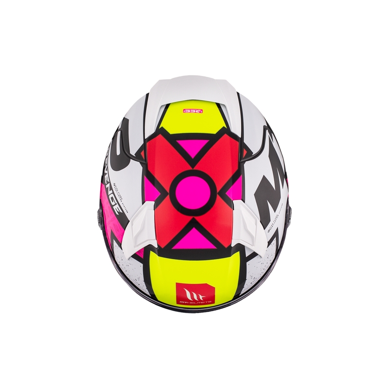 Casca moto integrala MT REVENGE 2 S Light CO alb-roz-galben lucios