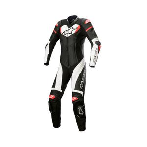 Costum motocicletă Alpinestars STELLA GP PLUS 2 pentru femei, din piele, negru-alb-roșu fluo