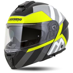 Casca de motociclete rabatabila Cassida Modulo 2.1 Profile alb-negru-galben fluor-gri