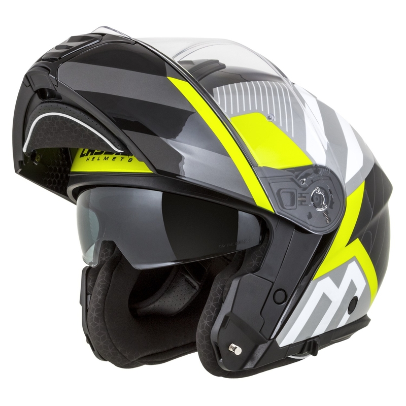 Casca de motociclete rabatabila Cassida Modulo 2.1 Profile alb-negru-galben fluor-gri