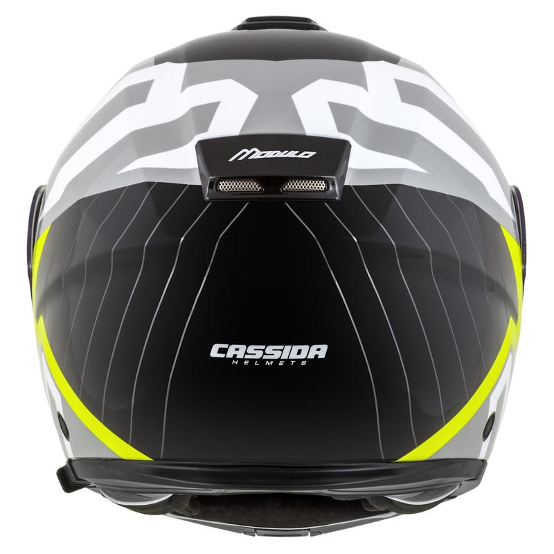 Casca de motociclete rabatabila Cassida Modulo 2.1 Profile alb-negru-galben fluor-gri