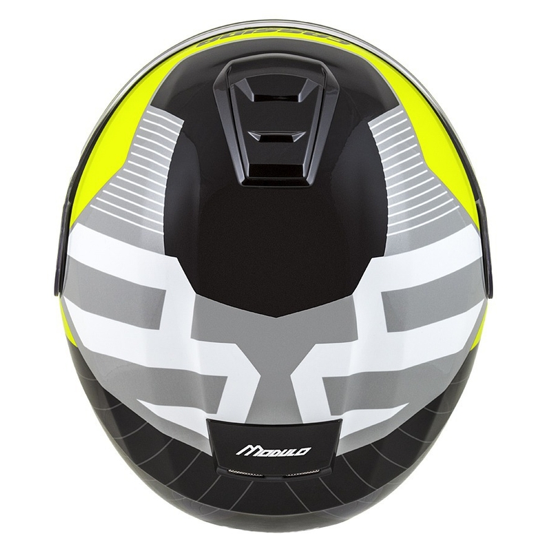 Casca de motociclete rabatabila Cassida Modulo 2.1 Profile alb-negru-galben fluor-gri