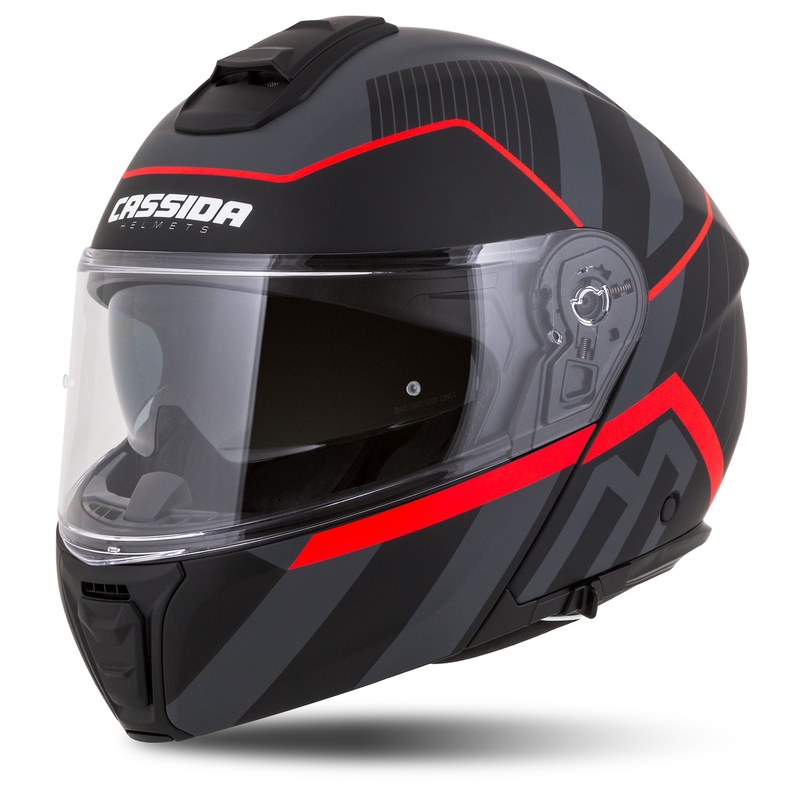 Cască de motocicletă rabatabilă Cassida Modulo 2.1 Profile negru-gri-roșu mat