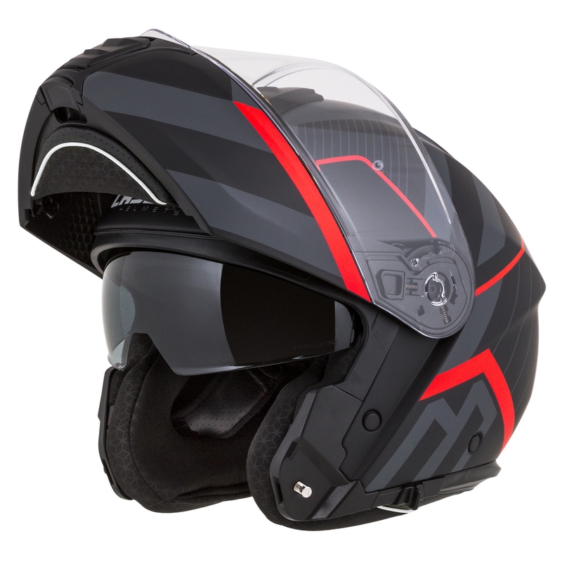 Cască de motocicletă rabatabilă Cassida Modulo 2.1 Profile negru-gri-roșu mat