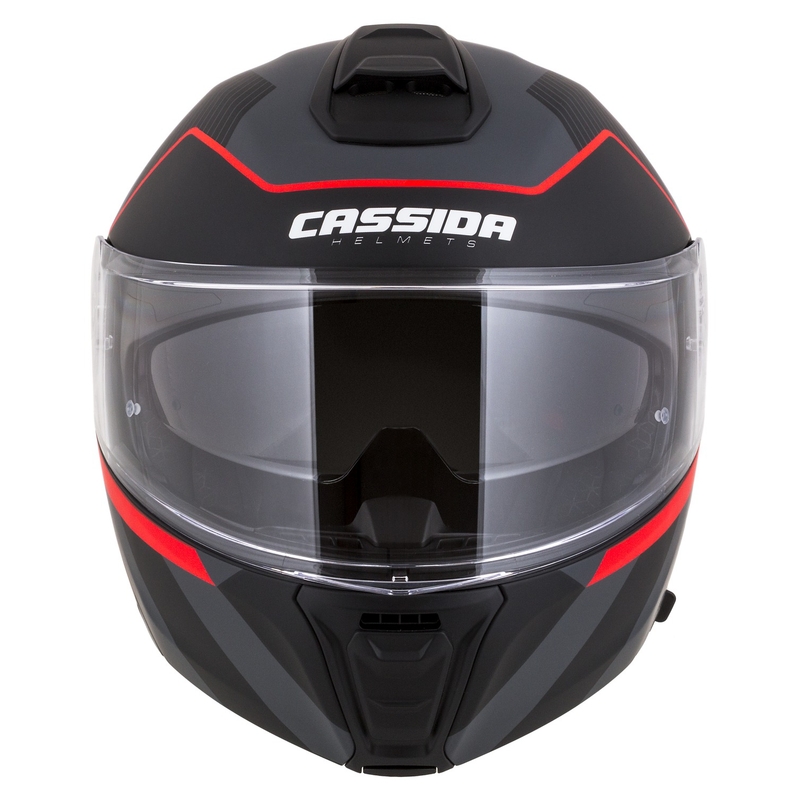 Cască de motocicletă rabatabilă Cassida Modulo 2.1 Profile negru-gri-roșu mat