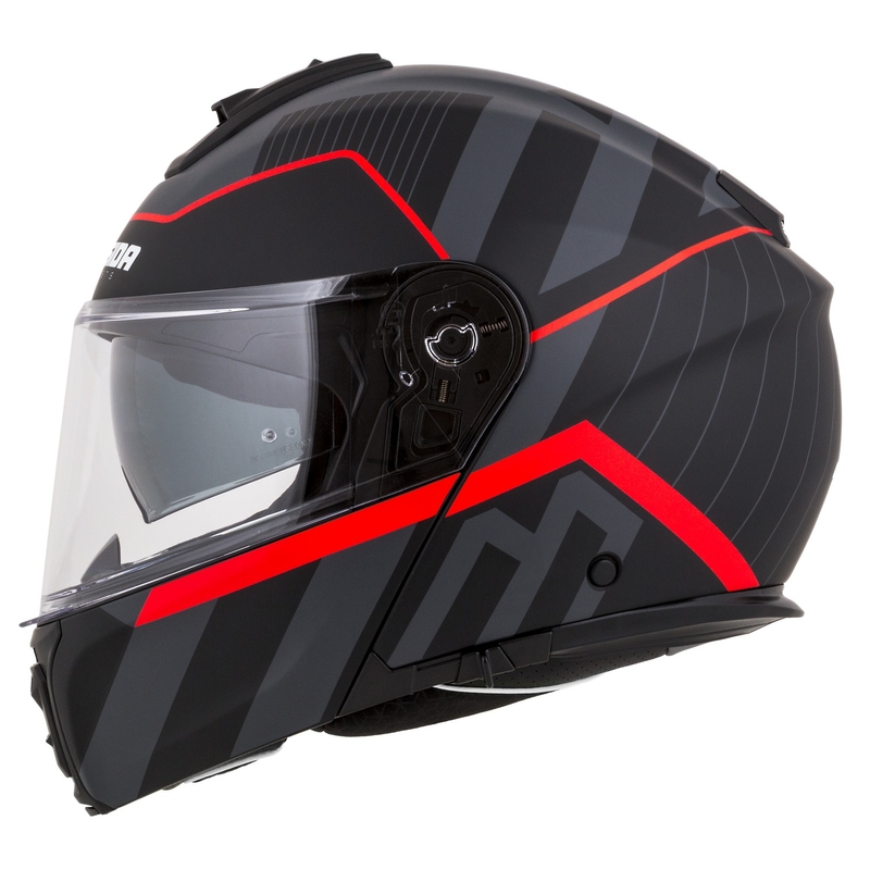 Cască de motocicletă rabatabilă Cassida Modulo 2.1 Profile negru-gri-roșu mat