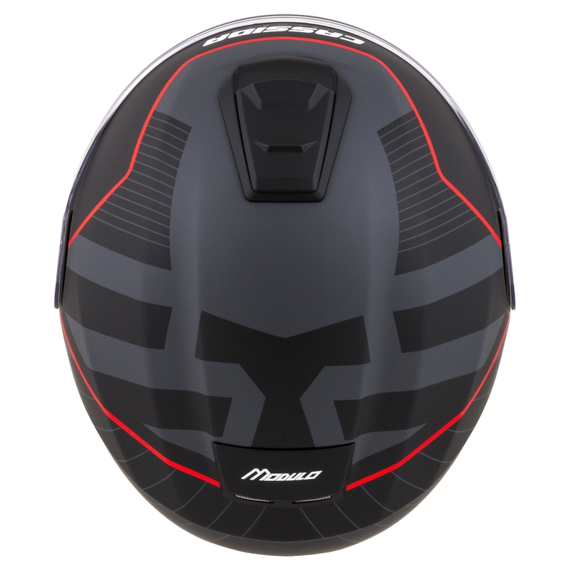Cască de motocicletă rabatabilă Cassida Modulo 2.1 Profile negru-gri-roșu mat