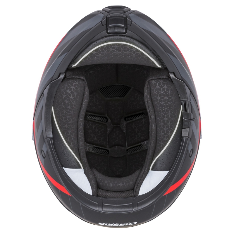Cască de motocicletă rabatabilă Cassida Modulo 2.1 Profile negru-gri-roșu mat