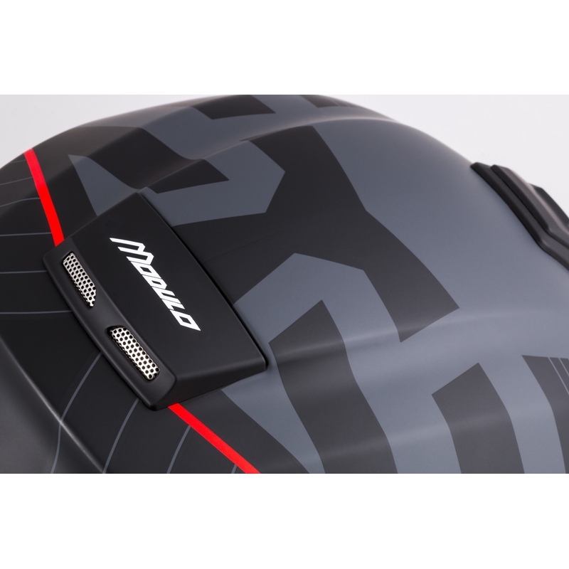 Cască de motocicletă rabatabilă Cassida Modulo 2.1 Profile negru-gri-roșu mat