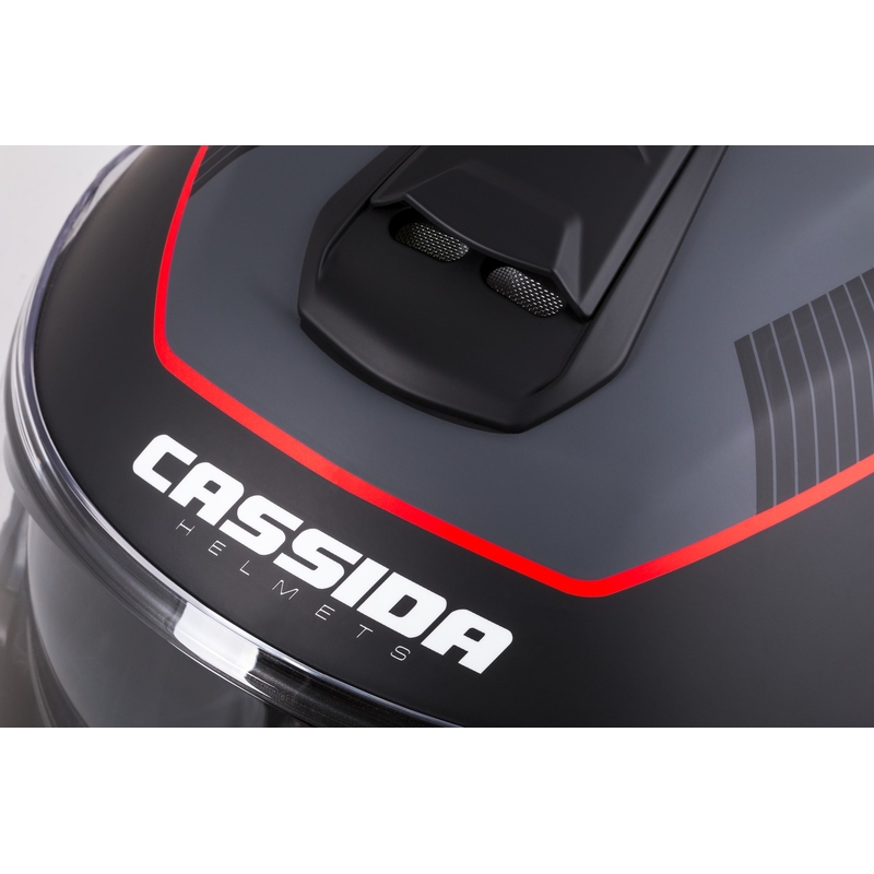 Cască de motocicletă rabatabilă Cassida Modulo 2.1 Profile negru-gri-roșu mat