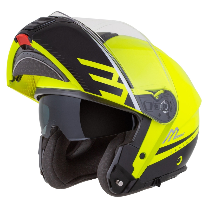 Casca de motociclete rabatabila Cassida Modulo 2.1 Busola galben fluo-negru-argintiu-rosu