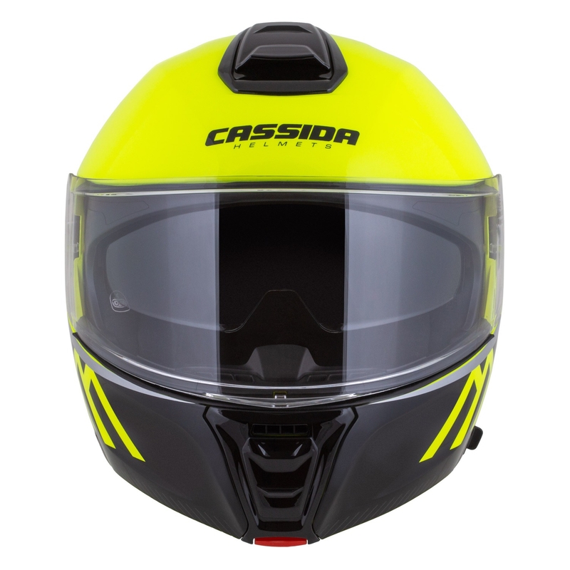 Casca de motociclete rabatabila Cassida Modulo 2.1 Busola galben fluo-negru-argintiu-rosu