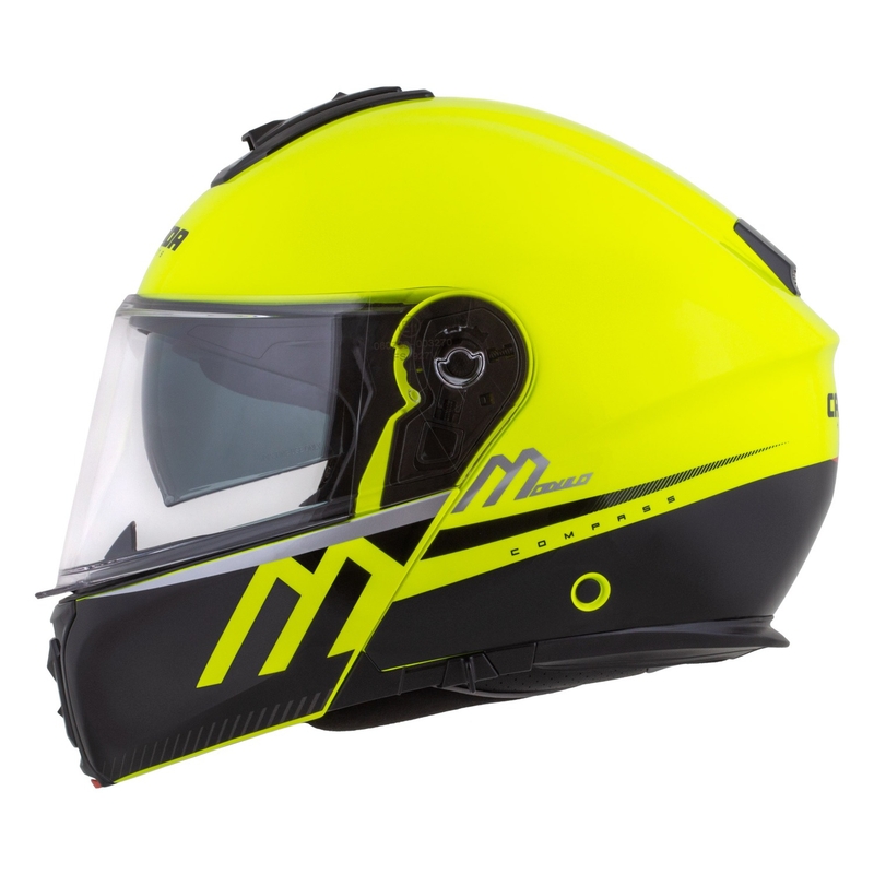 Casca de motociclete rabatabila Cassida Modulo 2.1 Busola galben fluo-negru-argintiu-rosu