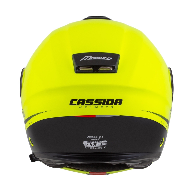 Casca de motociclete rabatabila Cassida Modulo 2.1 Busola galben fluo-negru-argintiu-rosu
