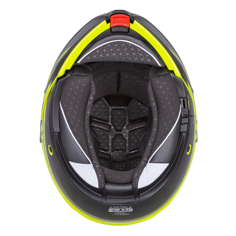Casca de motociclete rabatabila Cassida Modulo 2.1 Busola galben fluo-negru-argintiu-rosu