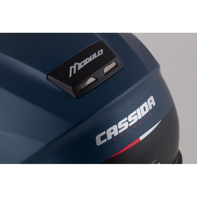 Casca de motociclete rabatabila Cassida Modulo 2.1 Busola albastru mat perlat-negru-rosu