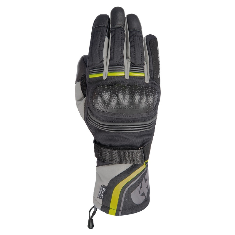 Mănuși pentru motociclete Oxford Montreal 4.0 DRY2DRY™ negru-gri-galben fluo