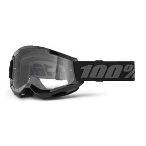 Ochelari de motocross pentru copii 100% STRATA 2 negru (plexiglas transparent)