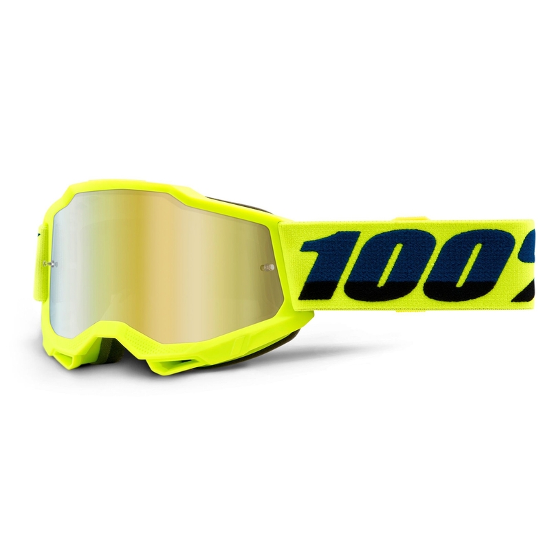 Ochelari motocross copii 100% ACCURI 2 plexiglas auriu galben oglinda