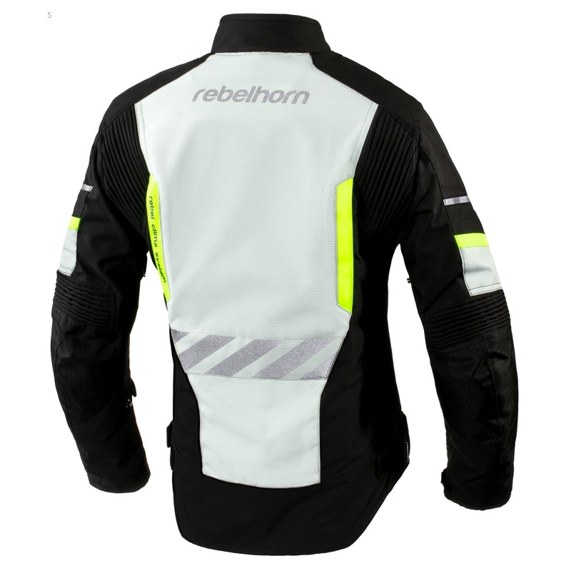 Jachetă moto pentru femei Rebelhorn District gri-negru-galben-fluo výprodej lichidare