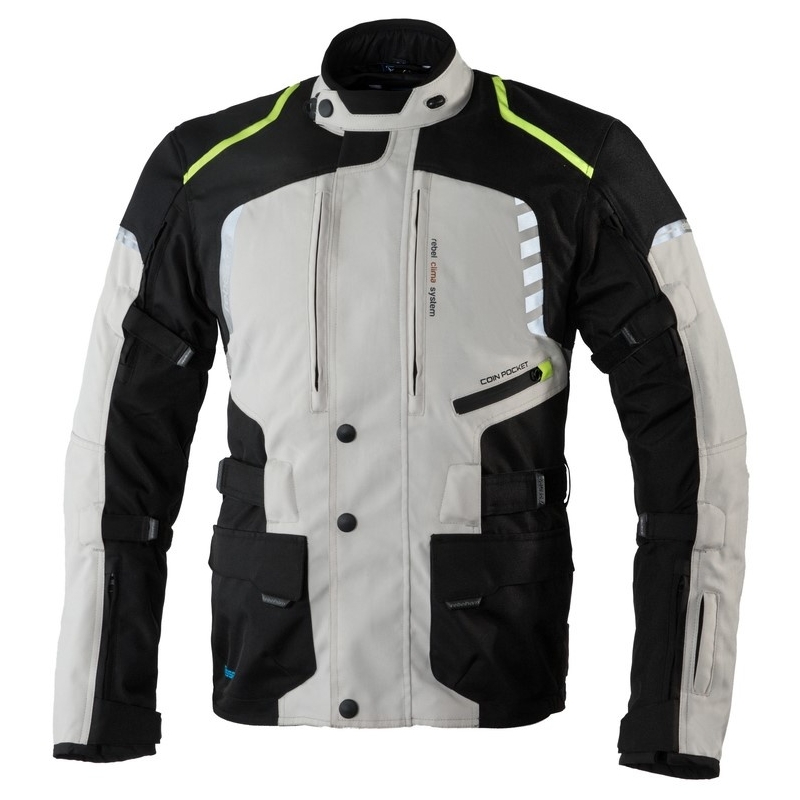 Jachetă moto Rebelhorn Hiker II negru-gri-fluo galben lichidare