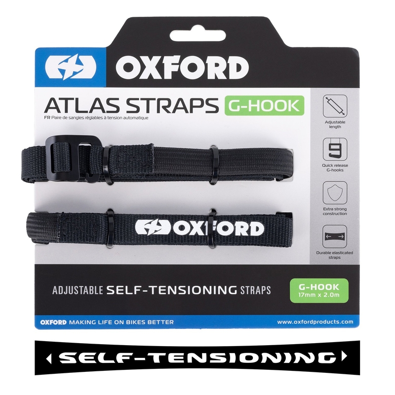 Curele pentru bagaje Oxford Atlas G-Hook 2 buc negru 17 mm x 2 m