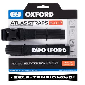 Curele pentru bagaje Oxford Atlas B-Clip 2 buc negru 26 mm x 2 m