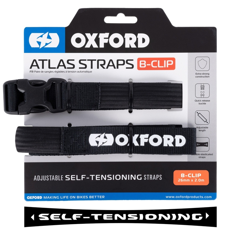 Curele pentru bagaje Oxford Atlas B-Clip 2 buc negru 26 mm x 2 m