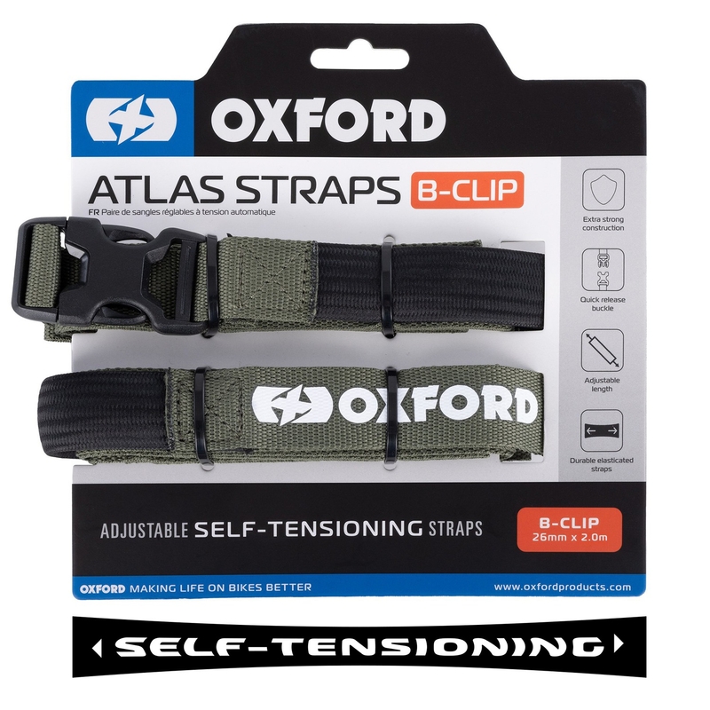 Curele pentru bagaje Oxford Atlas B-Clip 2 buc verde 26 mm x 2 m