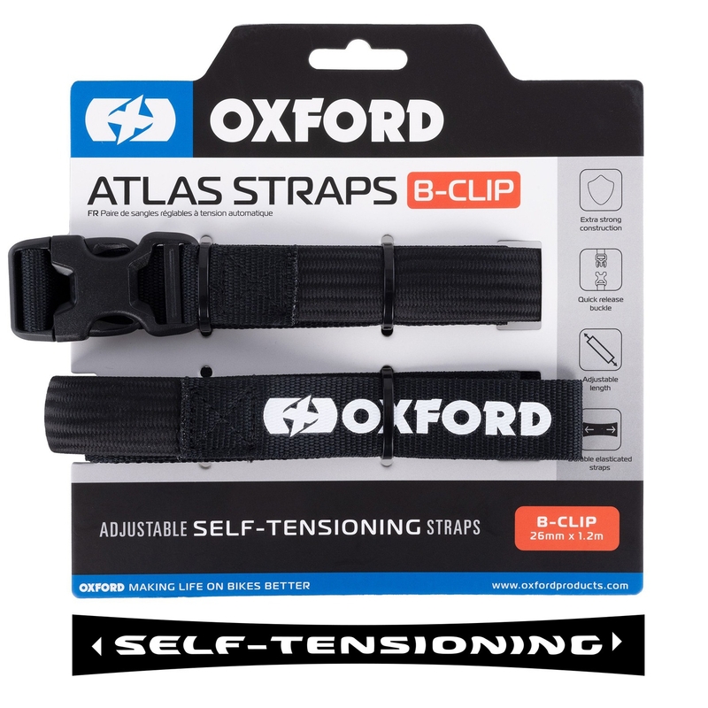 Curele pentru bagaje Oxford Atlas B-Clip 2 buc negru 26 mm x 1,2 m