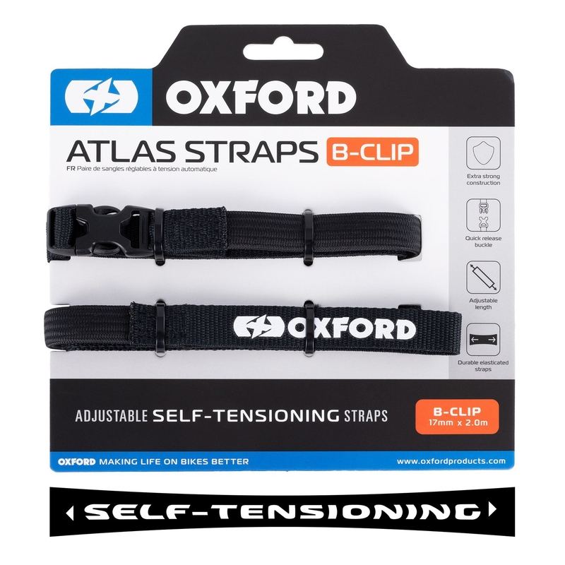 Curele pentru bagaje Oxford Atlas B-Clip 2 buc negru 17 mm x 2 m