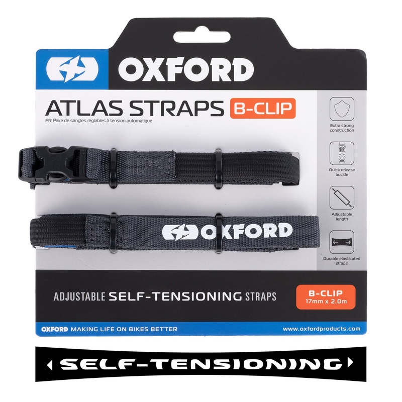 Curele pentru bagaje Oxford Atlas B-Clip 2 buc gri 17 mm x 2 m