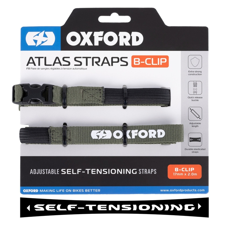Curele pentru bagaje Oxford Atlas B-Clip 2 buc verde 17 mm x 2 m