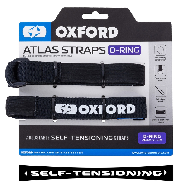 Curele pentru bagaje Oxford Atlas D-Ring 2 buc negru 26 mm x 1,2 m