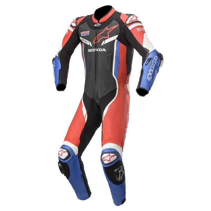Costum din piele One Piece Alpinestars GP Pro 3 Honda Collection compatibil TECH-AIR Negru-Roșu-Albastru-Alb