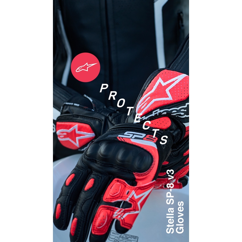 Mănuși de motocicletă Alpinestars SP-8 pentru femei Negru-Negru