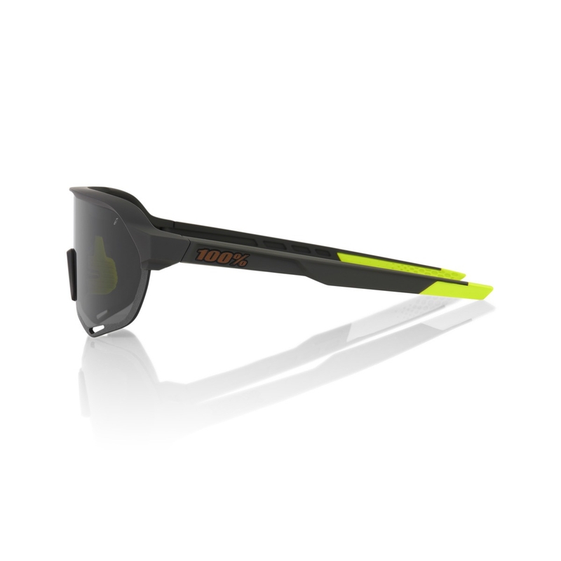 Ochelari de soare 100% - USA S2 negru-galben fluo cu sticla afumata