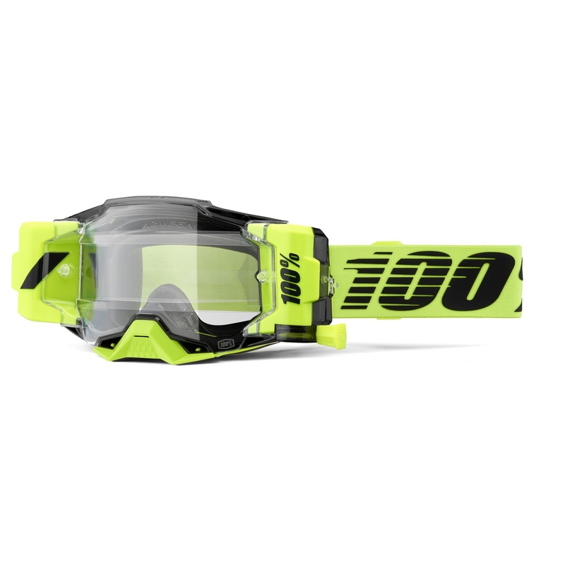 Ochelari de motocross 100% - SUA Armega Forecast verde fluo (sticlă transparentă)