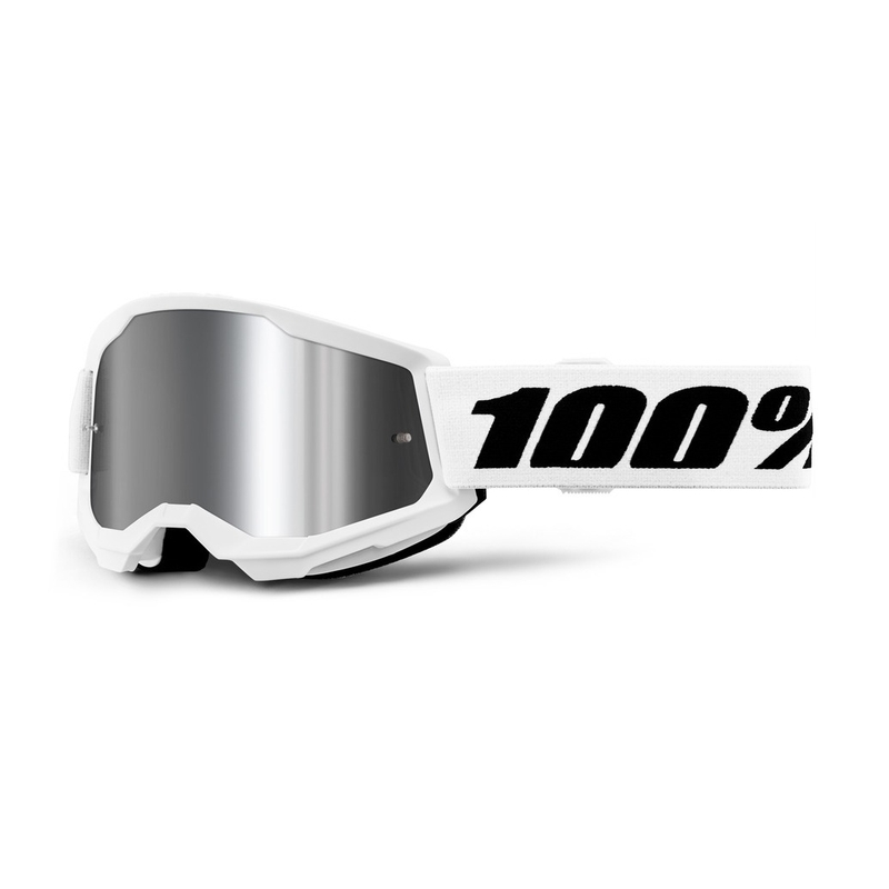 Ochelari motocross copii 100% plexiglas alb argintiu STRATA 2