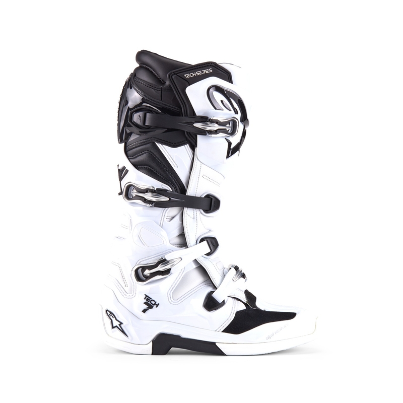 Ghete moto Alpinestars Tech 7 alb-negru