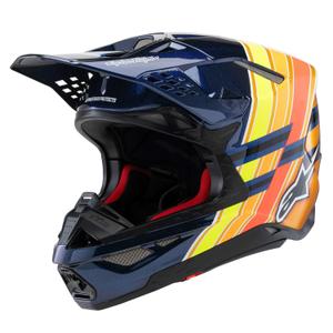 Casca motocross Alpinestars Supertech S-M10 edition TROY LEE DESIGNS albastru perlat-portocaliu fluor-galben-rosu