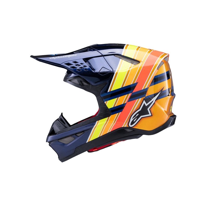 Casca motocross Alpinestars Supertech S-M10 edition TROY LEE DESIGNS albastru perlat-portocaliu fluor-galben-rosu